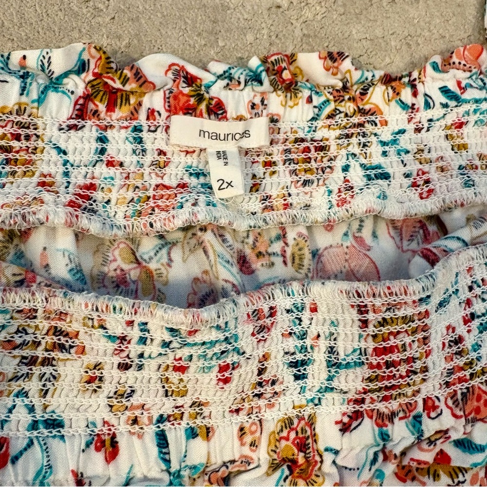 Maurices Mixed Print Blue & White Smocked Swing Camisole Tank Size 2X - Picture 5 of 12